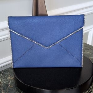Rebecca Minkoff Blue Saffiano Leather Envelope Clutch. NWOT